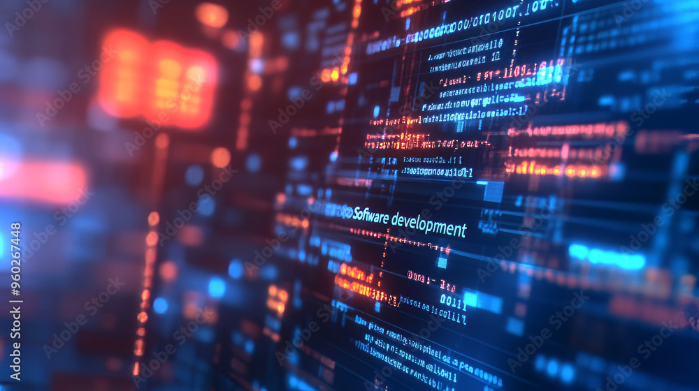 Poster technology concept: programming web banner featuring the best programming languages. illustrates the
