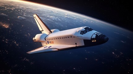 Obraz premium Majestic Space Shuttle Launching into Orbit Above the Stunning Earth