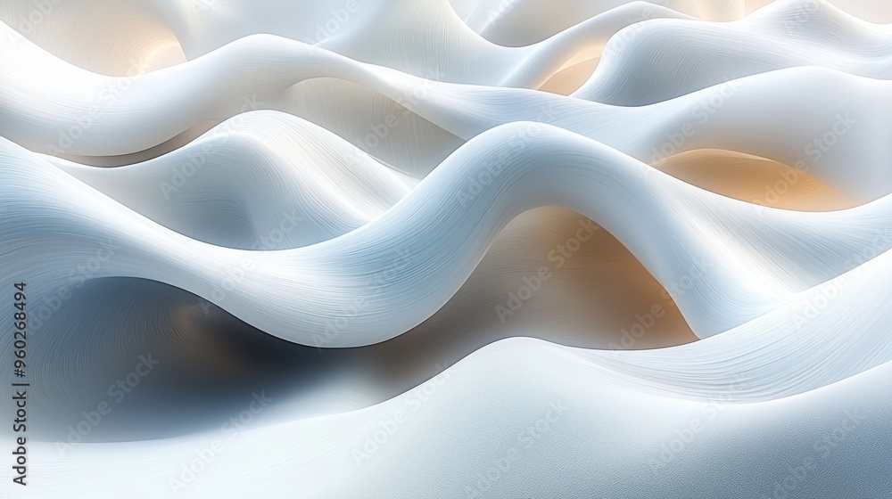 Poster wavy abstract shapes with soft curves and light tones create a serene texture resembling gentle ripp