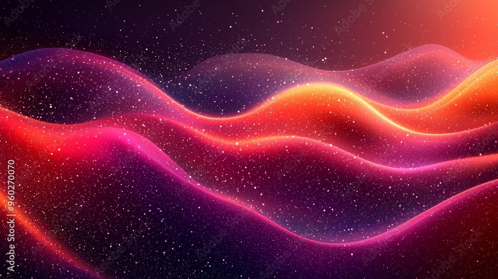 Poster colorful abstract waves of light create a mesmerizing pattern against a dark background, revealing d