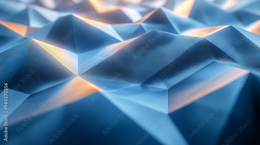 Poster abstract textured surface with a geometric pattern illuminated by warm light in a close-up view