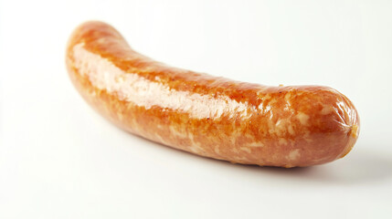 Freshly grilled sausage on a white surface ready for serving with a side of condiments