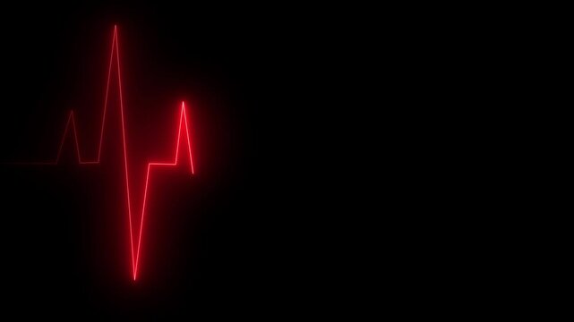the heartbeat rad color neon Glowing neon animation saber video on a black background.