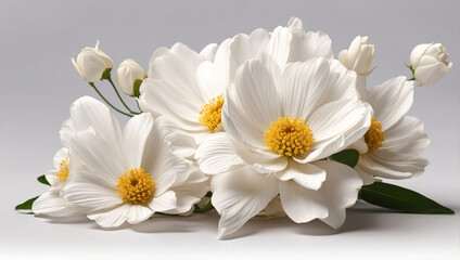 White Margarita Flowers on Transparent Background