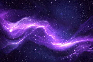 Starry sky background with glowing Purple Lightning
