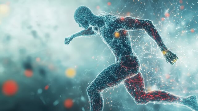 Health and fitness digital representation for physical activity on blank slate with text copy space