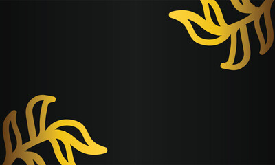 hand drawn gold leaf ornament black background