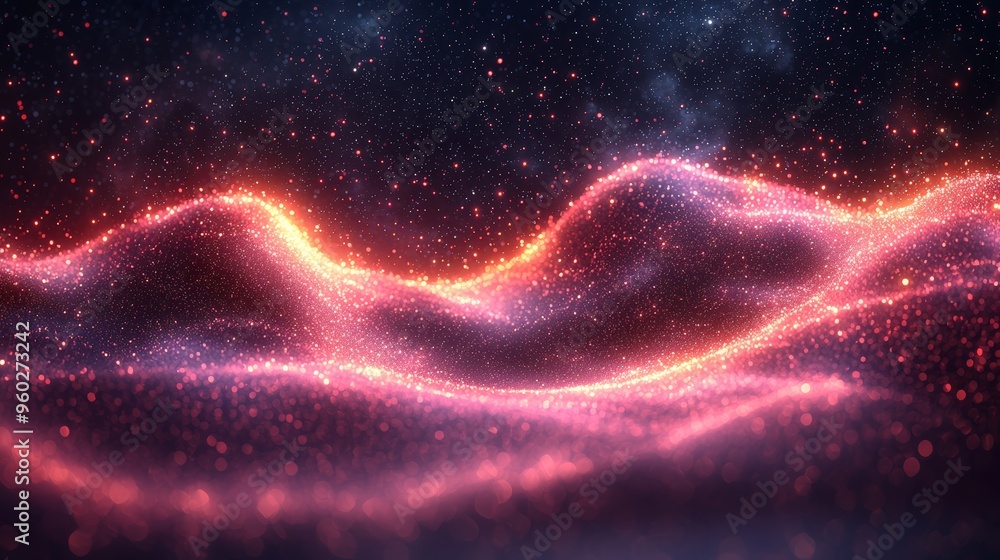 Poster a vibrant cosmic landscape illuminating patterns of light and color in a dreamy visual representatio