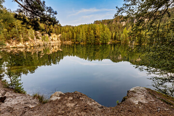 The rock town of Adrspach Weckelsdorf in the Braunau Mountains