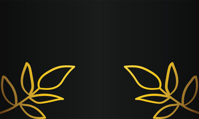 hand drawn gold leaf ornament black background