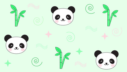 background of bamboo trees and cute pandas