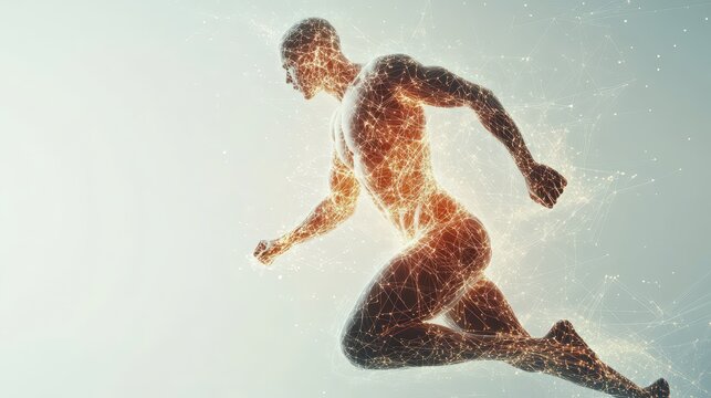 Health and fitness digital representation for athletic activity on blank slate with text copy space