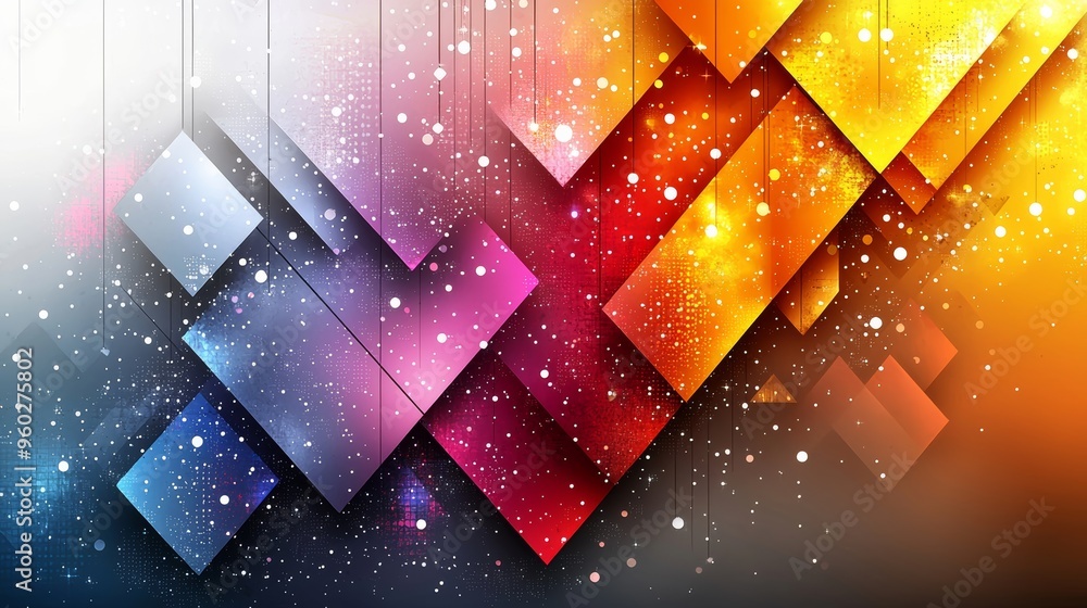 Poster colorful geometric shapes create a vibrant abstract background with sparkling details and a gradient