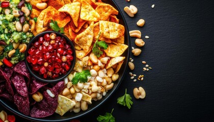 Exotic regional cuisine snack with bold spices and unique presentation, snack cuisine exotic, rare and exciting flavors,  no blur, photo not dark, everything is clear, copy space