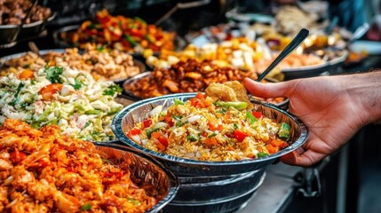 Exploration of street food stalls in a busy marketplace