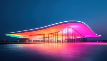 Obraz premium Nighttime stadium glowing with vibrant lights