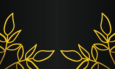 hand drawn gold leaf ornament black background