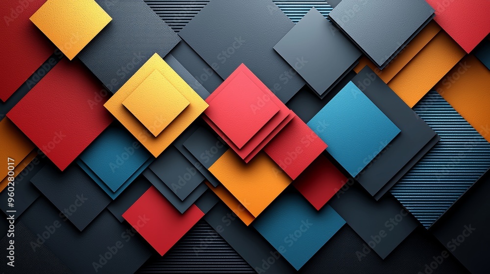 Poster colorful geometric patterns in vibrant hues create a modern abstract design suitable for various cre