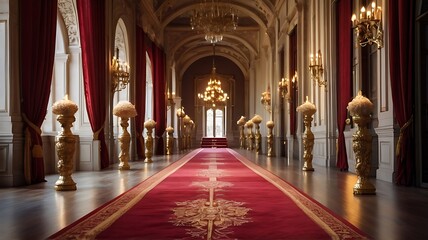 Royal Thrones and the Red Carpet Entryway of the Majestic Castle