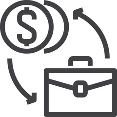 Simple vector income from busines outline icon on white background