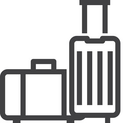 Simple vector business and traveling suitcase outline icon on white background