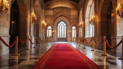 Obraz premium Royal Thrones and the Red Carpet Entryway of the Majestic Castle