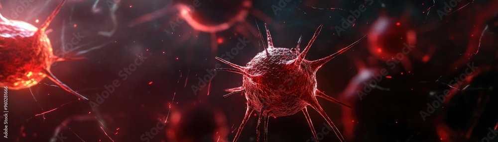 Poster close-up of red cells showcasing intricate structures, highlighting the complexity of microscopic li