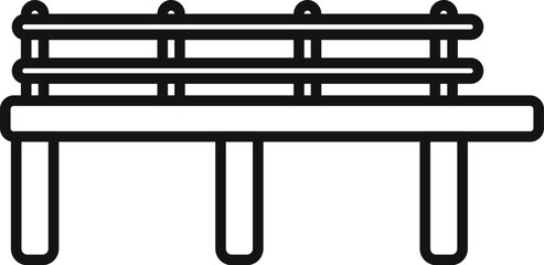 Simple black and white icon of a wooden bench with backrest standing on four legs