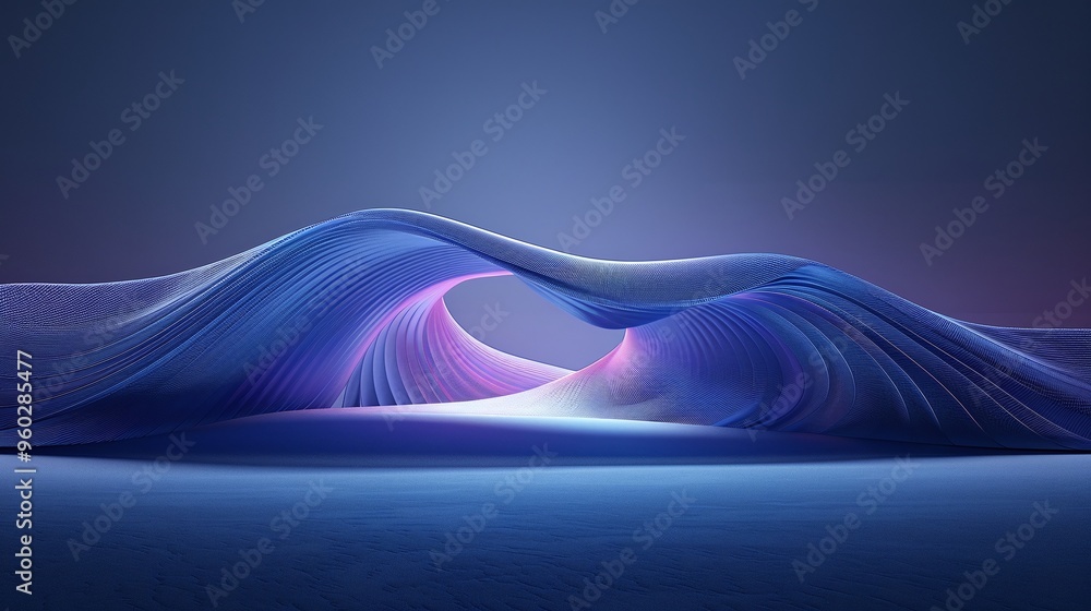 Poster a captivating abstract wave design with vibrant colors creating a sense of depth and movement in a s