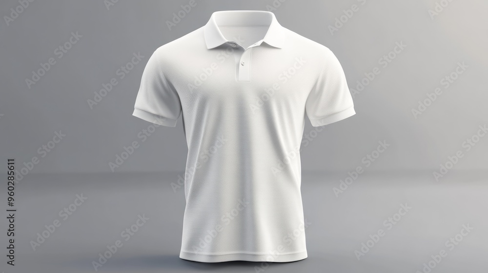 Wall mural Blank White Polo Shirt Mockup