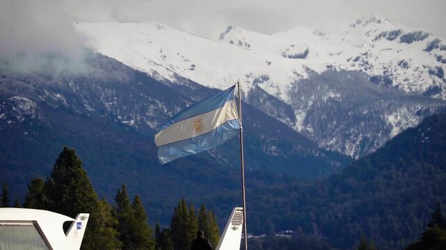 Argentina Flag in the Mountains of Patagonia