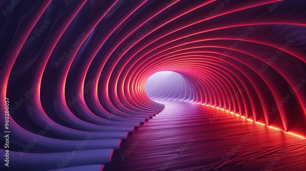 Leinwandbilder a colorful, futuristic tunnel with smooth curves and dynamic lighting, creating an immersive and int