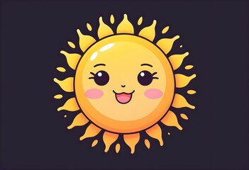 Vector illustration of cute kawaii sun.