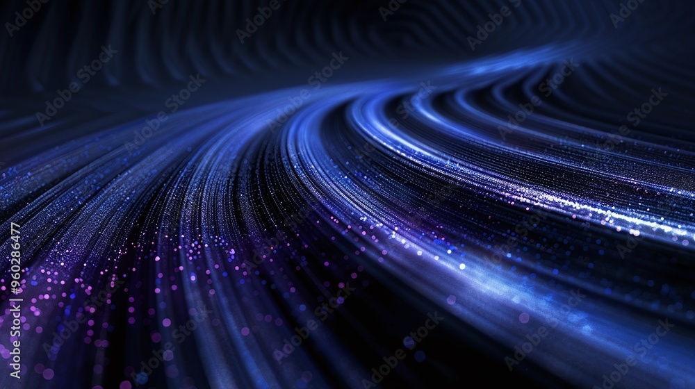 Poster a mesmerizing abstract background featuring flowing lines and glowing particles in shades of blue an