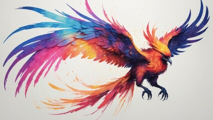Fototapeta premium Colorful phoenix with spread wings.