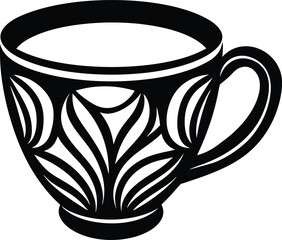 Elegant tea cup architectural vector illustration for digital art, vector, cartoon, clipart, and line art designs.
