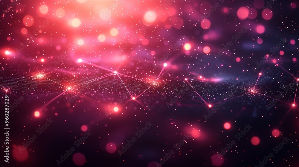 Poster abstract digital background with glowing particles and cosmic elements in a dark atmosphere, perfect