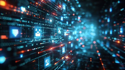 Naklejka premium Futuristic Digital Interface with Icons