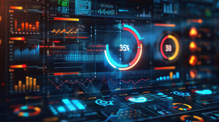 Obraz premium Futuristic Data Dashboard with Analytics Graphics