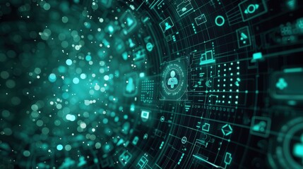 Obraz premium Futuristic Digital Interface with Data Icons