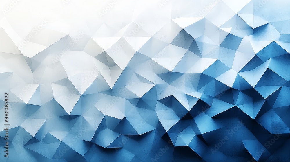 Aufkleber abstract geometric blue and white background showcasing layered triangular shapes with a smooth grad