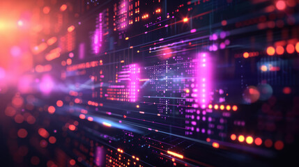 Fototapeta premium Futuristic Digital Interface with Glowing Data Streams