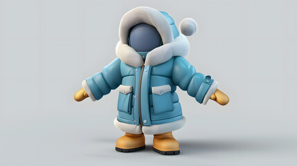 Naklejka premium Winter Coat Winter elements icon 3D Cartoon