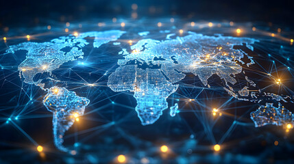 Digital representation of a global network map.