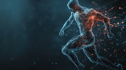 Scientific analysis of neural pathways impact on athlete performance on plain background with text space