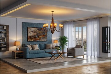 Interior of the living room in a box