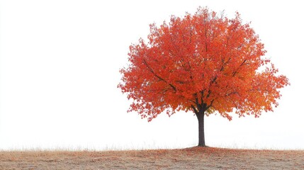 Fototapeta premium A single tree stands alone in a field. This image is perfect for showcasing the beauty of autumn and the changing seasons.