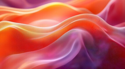 Obraz premium Colorful wavy fabric pattern creating a vibrant abstract background in shades of orange, pink, and purple during soft lighting
