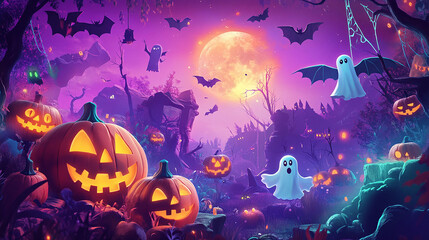 halloween background with pumpkins