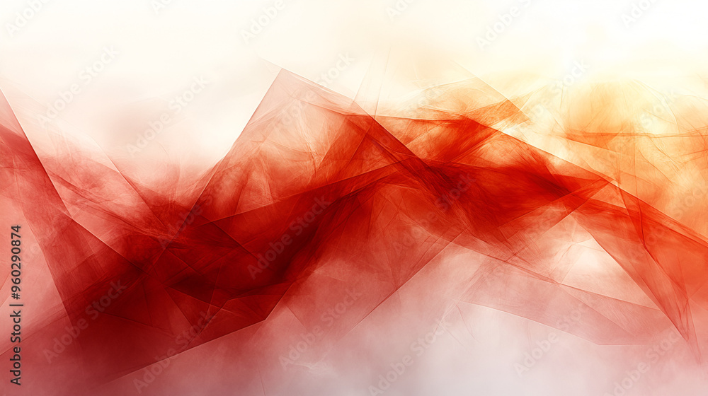 Poster vibrant abstract composition with flowing red and orange tones in a soft gradient at dusk